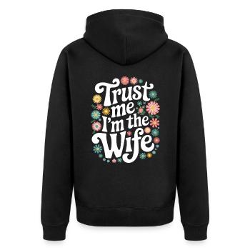Frau Ehefrau Partnerin Familie Verheiratet - Unisex Premium Bio Zip Hoodie - Schwarz - Hinten - Nico (187cm)
