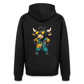 Stier Comic Lustig Sommer - Unisex Premium Bio Zip Hoodie - Schwarz - Hinten - Nico (187cm)
