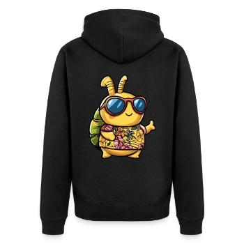 Schnecke Lustig Sommer - Unisex Premium Bio Zip Hoodie - Schwarz - Hinten - Nico (187cm)