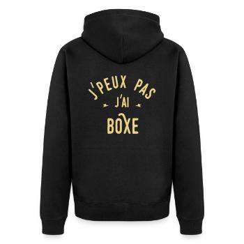 j'peux pas j'ai boxe - Veste à capuche bio Premium Unisexe - noir - Dos - Nico (187cm)
