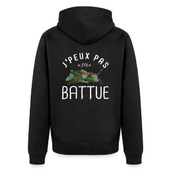 J'peux pas j'ai battue chasse chasseur sanglier - Veste à capuche bio Premium Unisexe - noir - Dos - Nico (187cm)