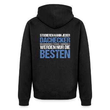 Studieren kann jeder - Dachdecker Edition - Unisex Premium Bio Zip Hoodie - Schwarz - Hinten - Nico (187cm)
