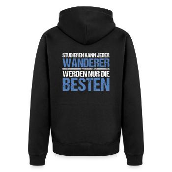 Anyone can study - Wanderer Edition - Unisex Premium Organic Zip Hoodie - black - Back - Nico (187cm)