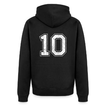 Anzahl 10 - Unisex Premium Bio Zip Hoodie - Schwarz - Hinten - Nico (187cm)