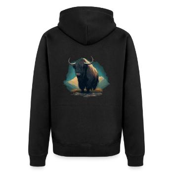 Yak Lover Illustration - Veste à capuche bio Premium Unisexe - noir - Dos - Nico (187cm)