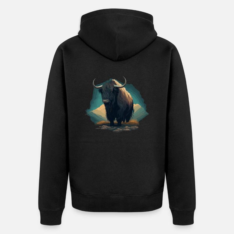 Yak Lover Illustration - Veste à capuche bio Premium Unisexe - noir