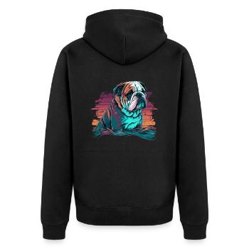 Bulldog Unhappy Day - Unisex Premium Organic Zip Hoodie - black - Back - Nico (187cm)
