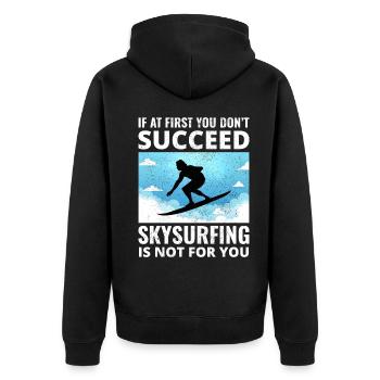 Skysurfing Fallschirmspringen Extremsport Fallschirmspringer Lustig - Unisex Premium Bio Zip Hoodie - Schwarz - Hinten - Nico (187cm)
