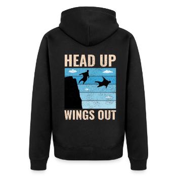 Wingsuit fliegen Base Jumping Fallschirmspringen Wingsuiting - Unisex Premium Bio Zip Hoodie - Schwarz - Hinten - Nico (187cm)
