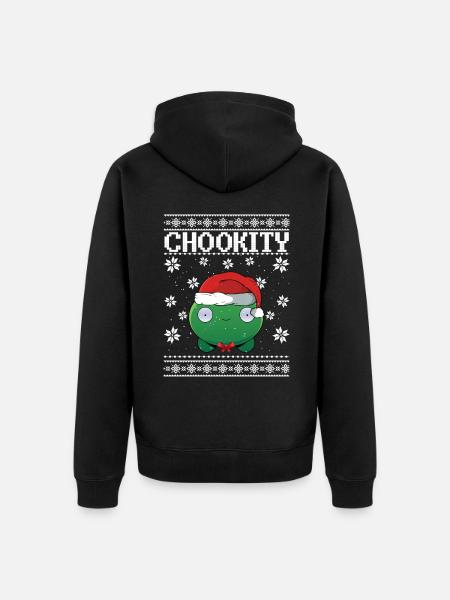 Mooncake Chookity Ugly Christmas - Unisex Premium Organic Zip Hoodie - black