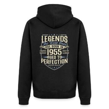 Né en 1955 Legends Cadeau d’anniversaire - Veste à capuche bio Premium Unisexe - noir - Dos - Nico (187cm)