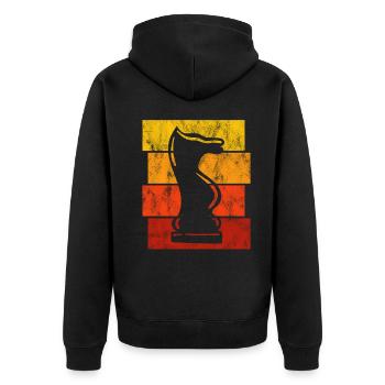 Schachfigur Retro Schachspieler Schachmatt Schach - Unisex Premium Bio Zip Hoodie - Schwarz - Hinten - Nico (187cm)