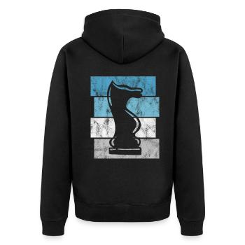 Retro Schach Schachspieler Schachmatt Schachfigur - Unisex Premium Bio Zip Hoodie - Schwarz - Hinten - Nico (187cm)
