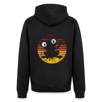 Frosch Frösche Geschenk für Kinder Lustig Witzig - Unisex Premium Bio Zip Hoodie - Schwarz - Hinten - Nico (187cm)