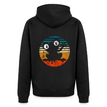 Frosch Frösche Geschenk für Kinder Lustig Witzig - Unisex Premium Bio Zip Hoodie - Schwarz - Hinten - Nico (187cm)