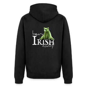 Beary Irish Today Green Bear St Patrick's Day - Unisex Premium Organic Zip Hoodie - black - Back - Nico (187cm)