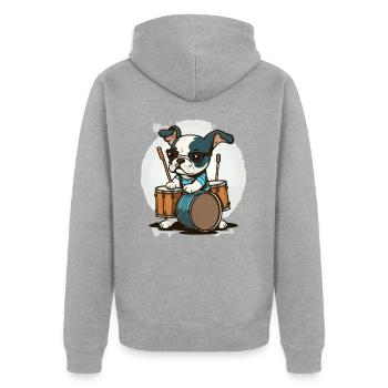 Dog Beats - Unisex Premium Organic Zip Hoodie - heather grey - Back - Nico (187cm)
