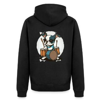 Hund schlägt - Unisex Premium Bio Zip Hoodie - Schwarz - Hinten - Nico (187cm)