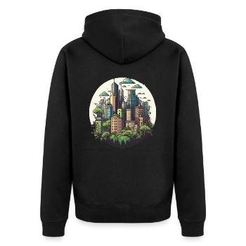 The Urban Observer - Unisex Premium Organic Zip Hoodie - black - Back - Nico (187cm)
