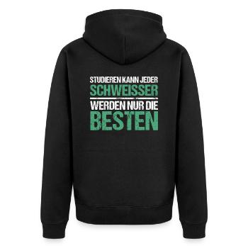 Anyone can study - Welder Edition - Unisex Premium Organic Zip Hoodie - black - Back - Nico (187cm)