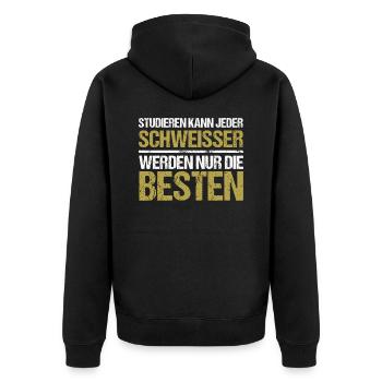 Anyone can study - Welder Edition - Unisex Premium Organic Zip Hoodie - black - Back - Nico (187cm)