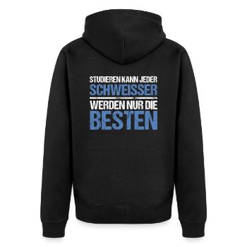 Anyone can study - Welder Edition - Unisex Premium Organic Zip Hoodie - black - Back - Nico (187cm)