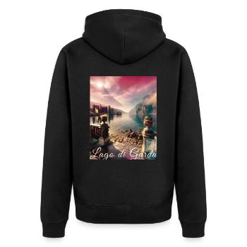 Lago di garda,Lake Garda,lake,landscape - Unisex Premium Organic Zip Hoodie - black - Back - Nico (187cm)