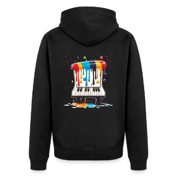 Klaviertasten aus Farbtropfen: Eine spielerische Wendung - Unisex Premium Bio Zip Hoodie - Schwarz - Hinten - Nico (187cm)