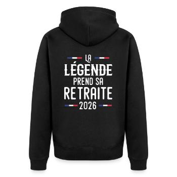 Die Legende geht 2026 in den Ruhestand - Unisex Premium Bio Zip Hoodie - Schwarz - Hinten - Nico (187cm)