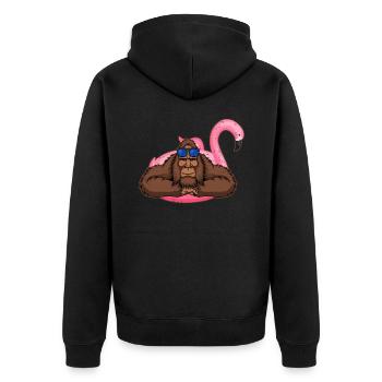 Sasquatch Pink Float Flamingo Pool Party Bigfoot - Veste à capuche bio Premium Unisexe - noir - Dos - Nico (187cm)