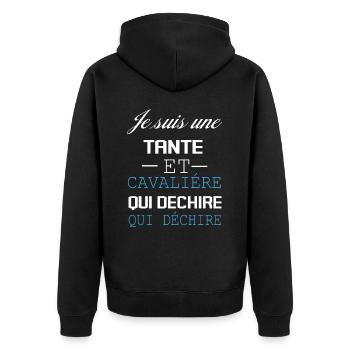 Je Suis Cavalière Qui Déchire Et Tante - Veste à capuche bio Premium Unisexe - noir - Dos - Nico (187cm)