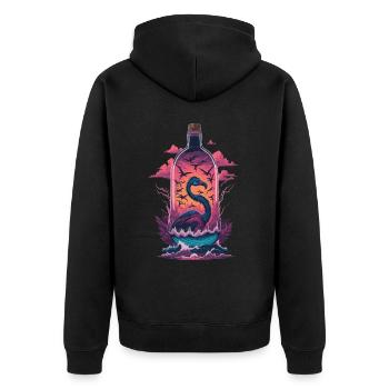 Flamingo Bottle - Unisex Premium Organic Zip Hoodie - black - Back - Nico (187cm)