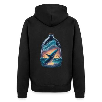 Whale Bottle - Unisex Premium Organic Zip Hoodie - black - Back - Nico (187cm)