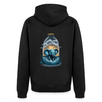 Elefant Flasche - Unisex Premium Bio Zip Hoodie - Schwarz - Hinten - Nico (187cm)
