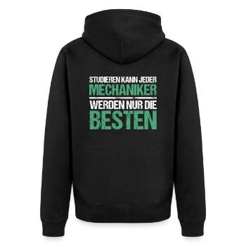 Anyone can study - Mechanic Edition - Unisex Premium Organic Zip Hoodie - black - Back - Nico (187cm)