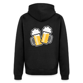 2 chopes de bière toast, à votre santé ! (Chopes à bière 3C) - Veste à capuche bio Premium Unisexe - noir - Dos - Nico (187cm)