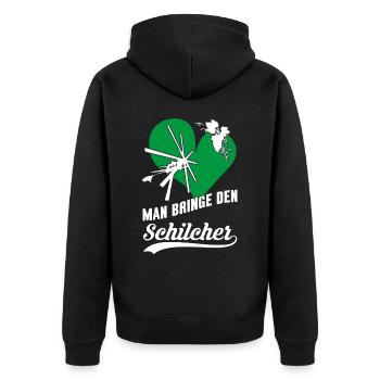 Schilcher Genuss – Man bringe den steirischen Wein - Unisex Premium Bio Zip Hoodie - Schwarz - Hinten - Nico (187cm)