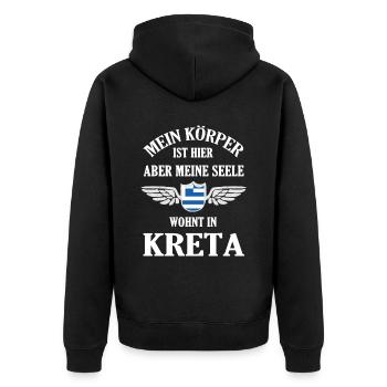 Seele in Kreta – Heimatgefühl und Urlaubsfreude - Unisex Premium Bio Zip Hoodie - Schwarz - Hinten - Nico (187cm)