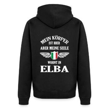 Inseltraum Elba – Wo die Seele Heimat findet - Unisex Premium Bio Zip Hoodie - Schwarz - Hinten - Nico (187cm)