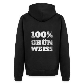 100% vert et blanc – Fierté et passion - Veste à capuche bio Premium Unisexe - noir - Dos - Nico (187cm)