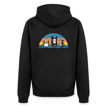 Retro Diskette Videokassette Audiokassette Foto - Unisex Premium Bio Zip Hoodie - Schwarz - Hinten - Nico (187cm)
