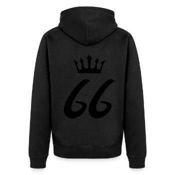 66 Number crown - Unisex Premium Organic Zip Hoodie - black - Back - Nico (187cm)