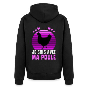 Je suis avec ma poule Vintage Sunset Violet - Veste à capuche bio Premium Unisexe - noir - Dos - Nico (187cm)