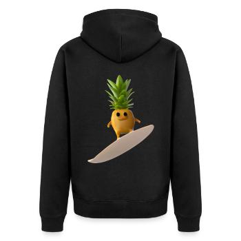 Surfende Ananas - Unisex Premium Bio Zip Hoodie - Schwarz - Hinten - Nico (187cm)