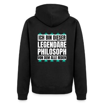 Ich bin dieser legendäre Philosoph - Unisex Premium Bio Zip Hoodie - Schwarz - Hinten - Nico (187cm)