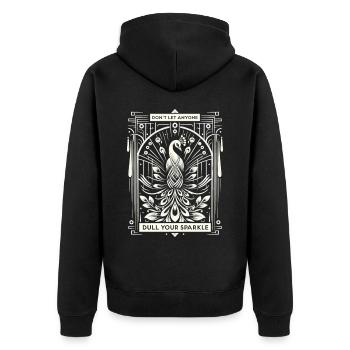 Élégant paon blanc : Splendeur Art déco - Veste à capuche bio Premium Unisexe - noir - Dos - Nico (187cm)