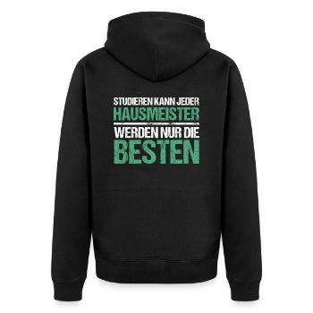 Anyone can study - Caretaker Edition - Unisex Premium Organic Zip Hoodie - black - Back - Nico (187cm)