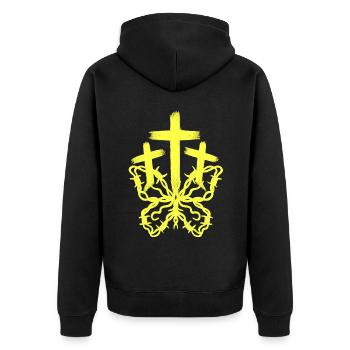 Kreuze Kreuz Schmetterling Reinkarnation Jesus - Unisex Premium Bio Zip Hoodie - Schwarz - Hinten - Nico (187cm)
