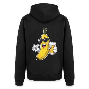 Banane Bier - Unisex Premium Bio Zip Hoodie - Schwarz - Hinten - Nico (187cm)