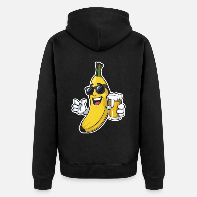 Banane Bier - Unisex Premium Bio Zip Hoodie - Schwarz
